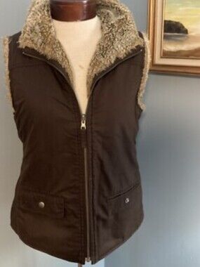 Faux Fur Brown Sleeveless Zip-Up Vest